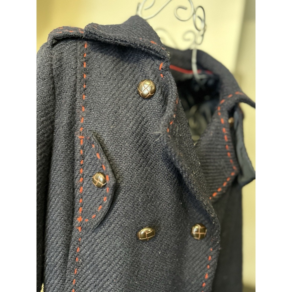 Tommy Hilfiger Wool Blend Navy Peacoat Reefer Jacket Fisherman Coastal Sz Medium - Picture 9 of 14